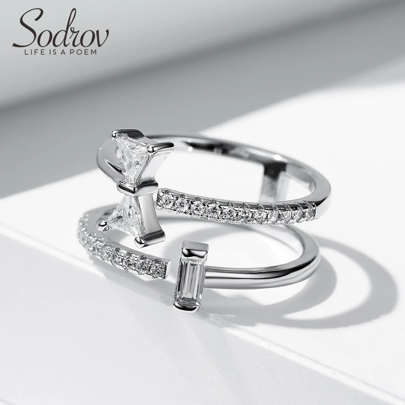 SODROV, треугольный циркон, камень, обручальное серебряное кольцо для женщин, 925 пробы, серебро, хорошее ювелирное изделие, серебро 925, кольца