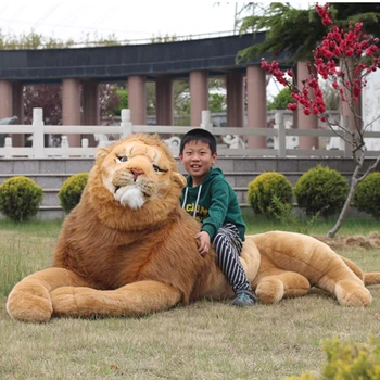 

[Top] Simulation 220cm Large Domineering Animal Amazing Realistic Lion Plush Toy Collection Photography props Home decoration