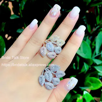 

Bride Talk fashion simple leaf type Cubic zirconia women rings New Arrival Wedding & engagement jewelry 2019 Hot