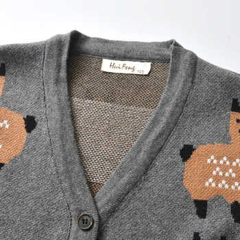 

Emmababy Toddler Baby Clothes Autumn V-Neck Long-Sleeve Casual Alpaca Printed Buttons Outdoor Unisex Blouse Knitting Coat Baby