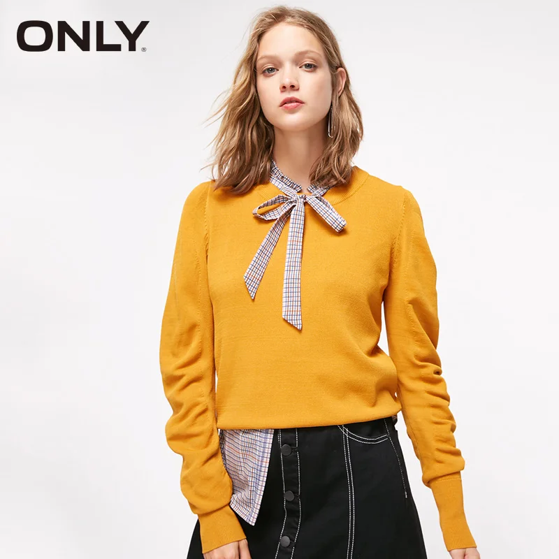 ONLY Autumn pure color round collar short Warm Sweater| 118324523 |