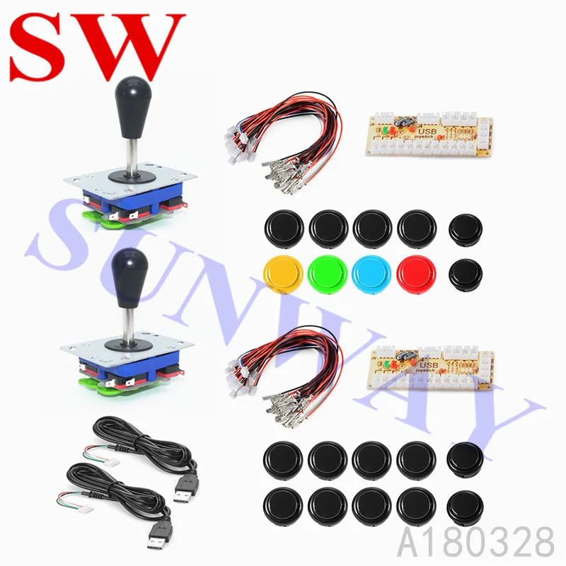 Arcade Game DIY Parts kit for PC Zero Delay USB Control Board with 5Pin Joystick + 16x 30MM and 4x 24MM Buttons Mame Kits Part
