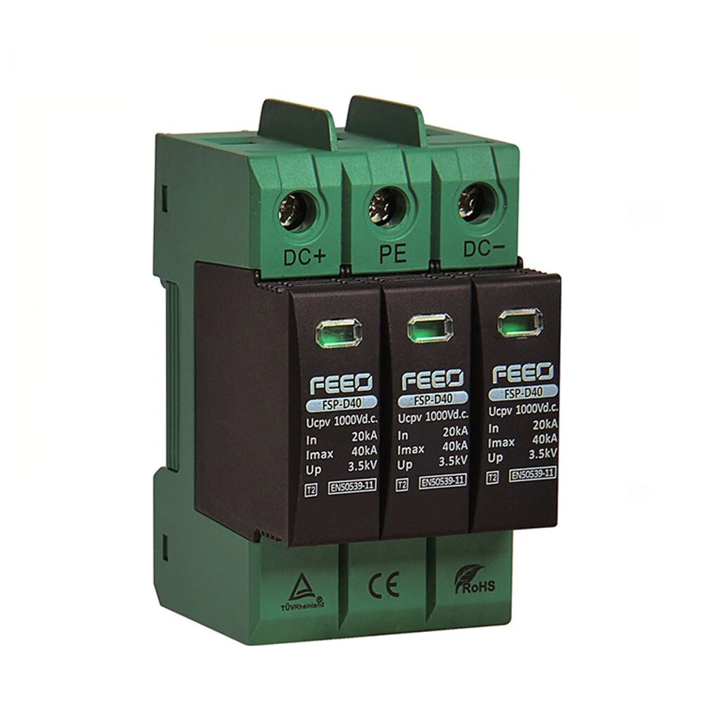 

SPD DC 1000V 3P 20KA~40KA House Surge Protector Protective Low-voltage Arrester House din rail DC Surge TUV Certificate