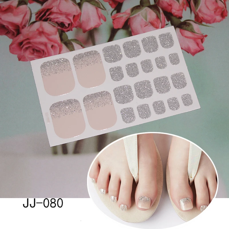 

Lamemoria 22 Tips/Flake Nail Art Sticker Broken Ocelot Shiny Pattern Fully Wrapped Set Self Adhesive Nail Art Manicure Tips