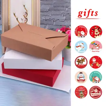 

10pcs Cookies Food Envelope Paper Box Christmas Gift Box Birthday Wedding Party Candy Package Kraft Box For Home Gifts Stickers