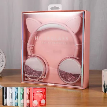 

JINSERTA 3.5MM Kids Cat Headphone Cute Shinny Star Headset with Microphone Folding Subwoofer Music Earphone for Smartphone PC