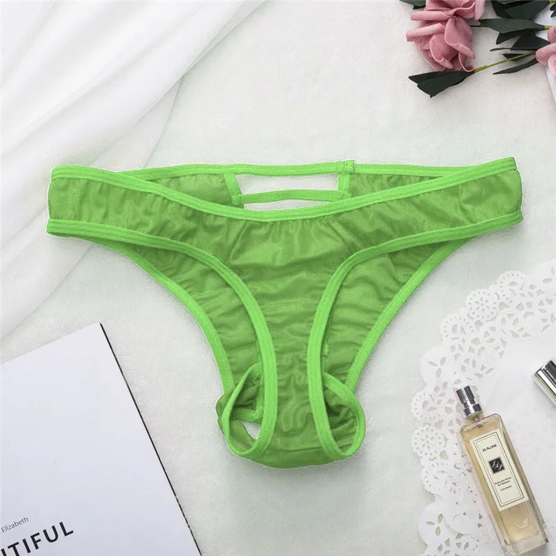 sexy panties Fashion Men's panties Underwear Sexy Full lace Strap glass yarn string thong T pants Underpants Lingerie #3O11 (12)