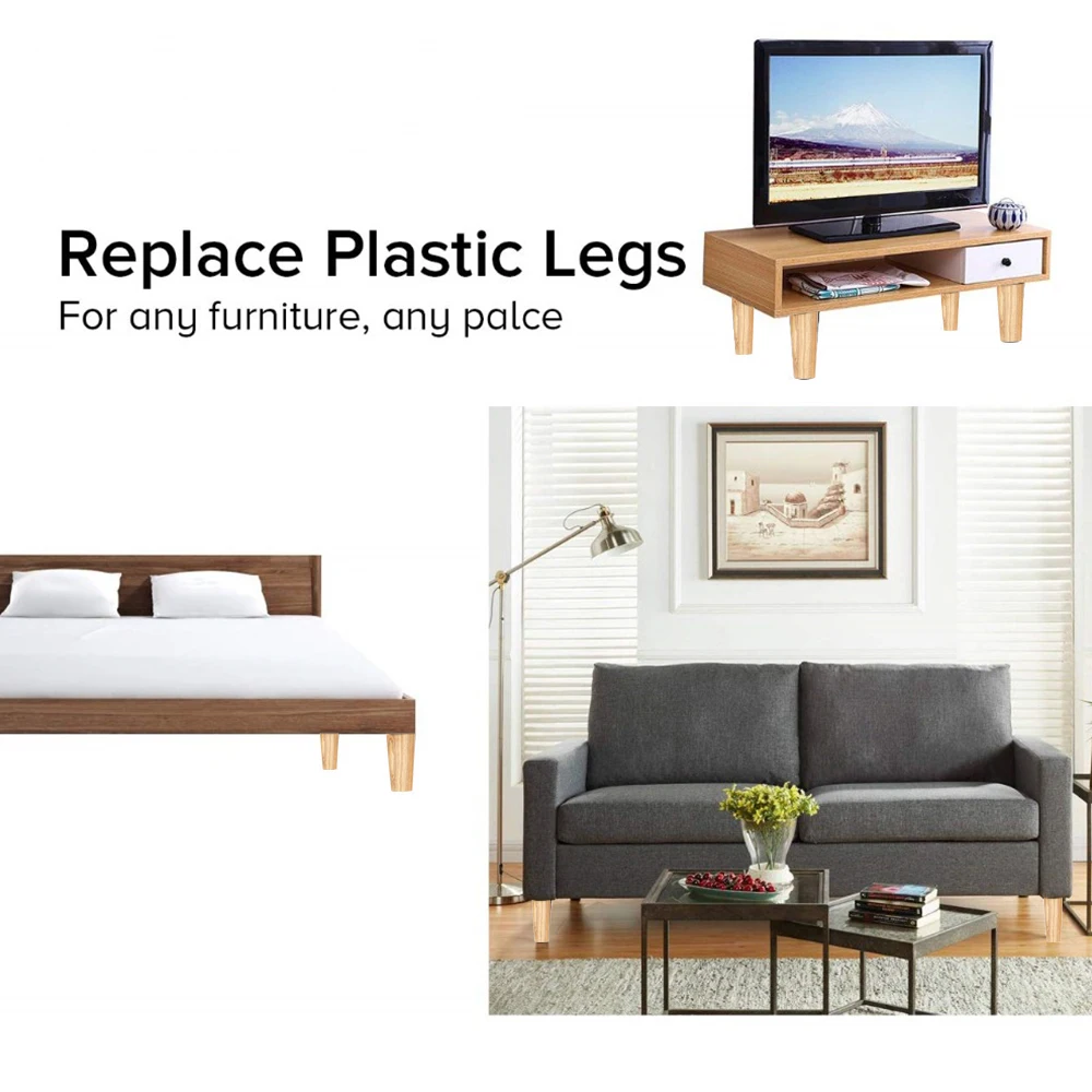 Description Picture 6 of item4pcs Solid Wood Furniture Leg Table Feets Wooden Cabinet Table Legs Fashion Furniture Hardware Replacement for Sofa Bed