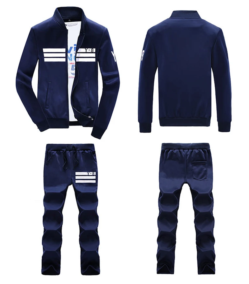 Men's Sporting Suit Casual Tracksuit Men Spring Autumn Sportswear 2PC Sweatshirt +Pants Clothing Sets Plus Size 6XL 7XL 8XL 9XL