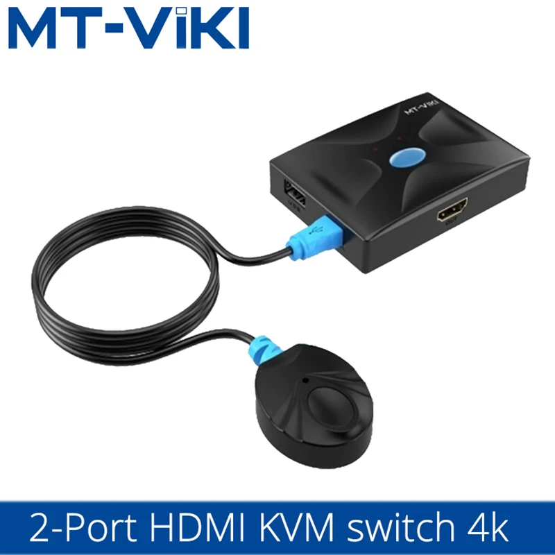 

MT-VIKI 2 Port KVM Switch USB HDMI Box HD 2 in 1 out mouse keyboard display sharing device with original Cable MT-HK02