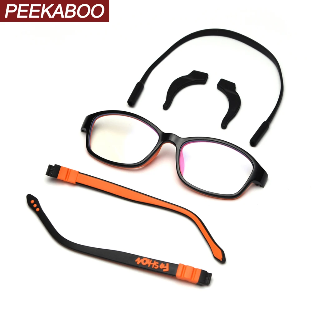 

Peekaboo kids optical glasses frame for girls silicone frame orange red boys eyeglasses for children ultralight clear lens