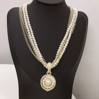 

2020 Hot Brand Fashion Jewelry Women Vintage Pearls Chain Big Pearls Pendants Pearls Chain Necklace Party Fine Fashion Jewelry