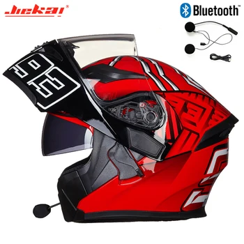 

Bluetooth Safe Flip Up Motorcycle Helmet Motocross Full Face Helmet With Inner Sun Visor With Cuernos