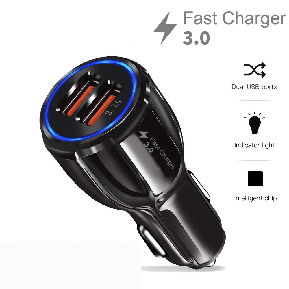 3,0 быстрое автомобильное зарядное устройство Powstro 2.4A двойной usb зарядка Быстрая Зарядка телефона стандарт для Iphone для samsung S6 htc M9 Nexus 6 LG G4