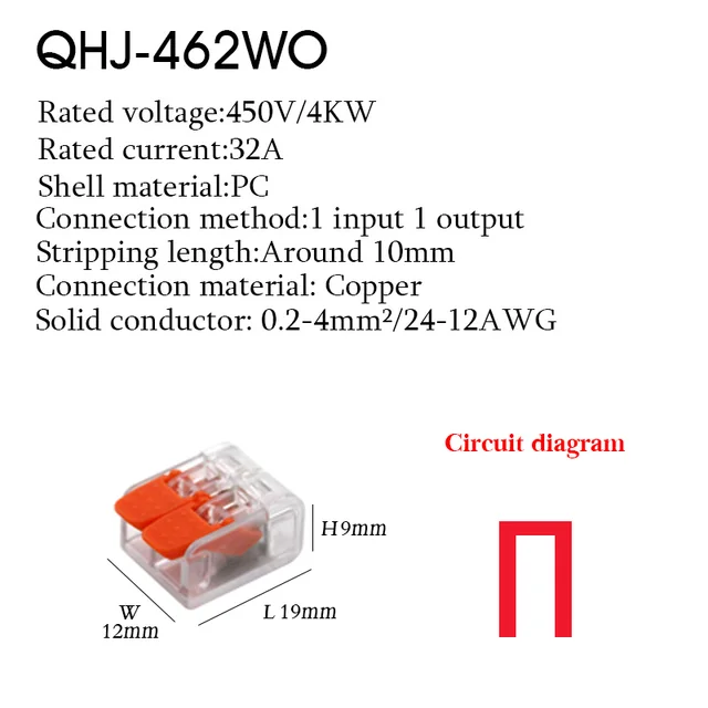 Cable Wire Connectors Mini Quick Terminal Block Universal Compact Wiring Electrical Connector Push-in For 4mm2 6mm2 Transparent 462WO