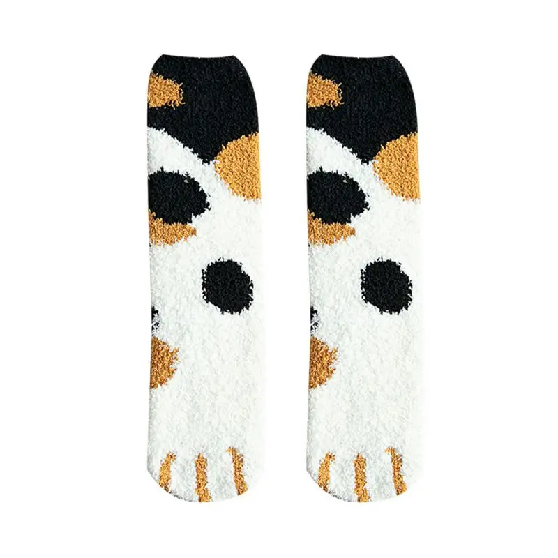 Зимние милые толстые теплые носки-тапочки с когтями для сна; Плюшевые коралловые флисовые Носки; женские носки без пятки