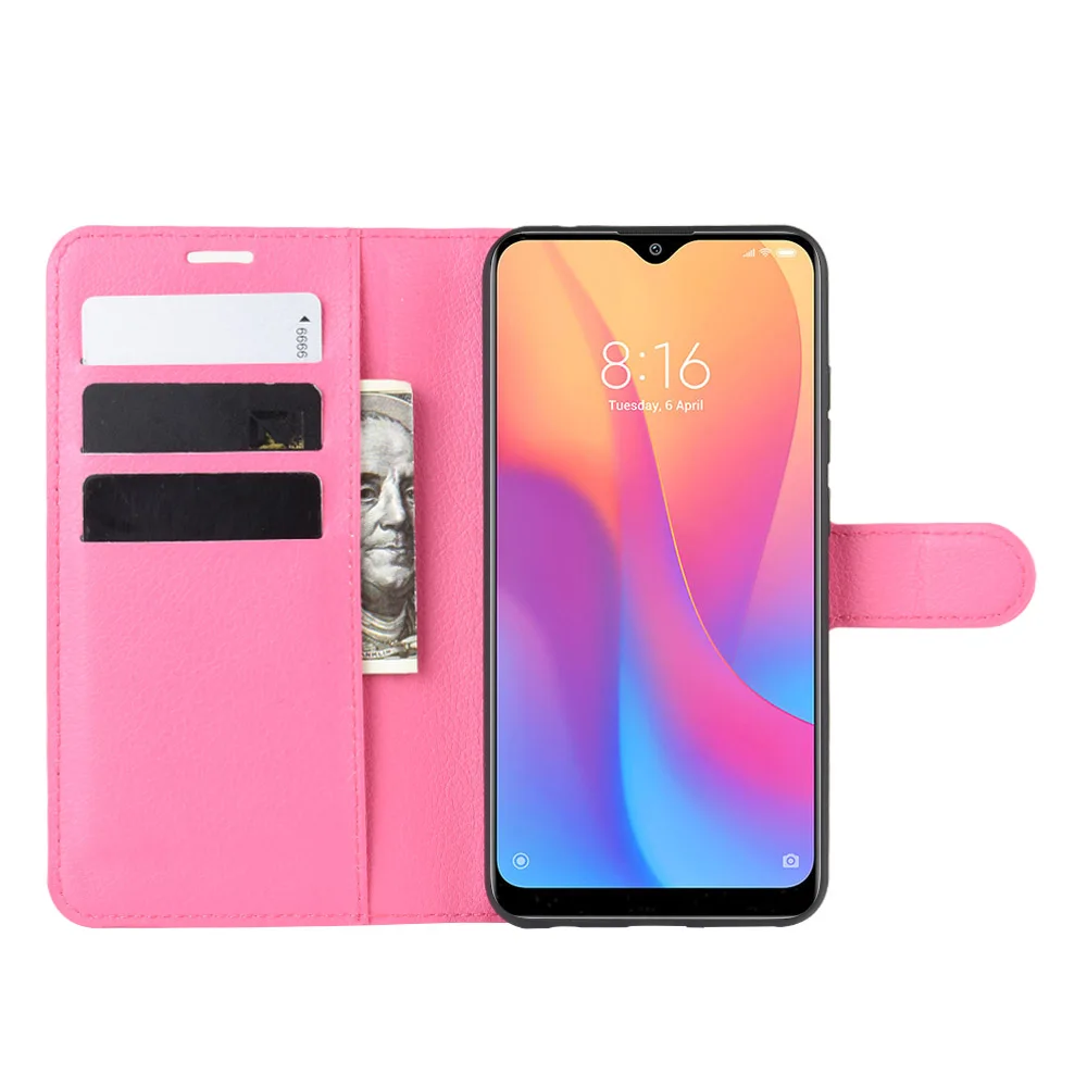 Розовый Чехол 6," Red mi 8A для Xiao mi Red mi 8A, Чехол-Кошелек, Чехол-книжка с отделением для карт, кожаный защитный чехол с Откидывающейся Крышкой, черный, A8, красный, mi 8A, MZB8458IN - Цвет: Розовый