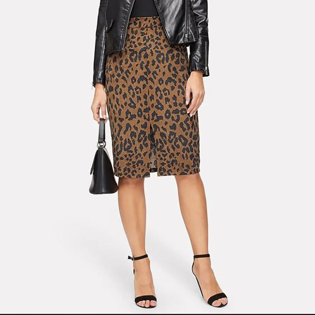 

Corduroy Women Leopard Skirts Pocket Package Hip Zipper Slim Fit Split Skirt DouDouLu Jupe Femme Skirt Feminino Faldas Mujer