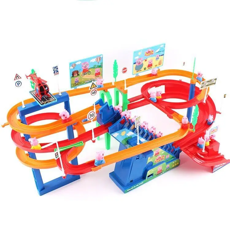 

Thomas train set rail car multi-layer electric music toys climb stairs slide slide parent-child interactive children's toys