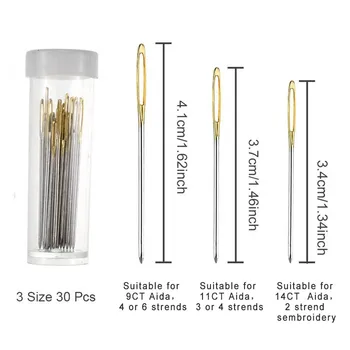 

30Pcs/Set Sewing Needle Stitching Large Eye for Household Cross Stitch Needles Steel Hand Sewing Needles Embroidery Tool