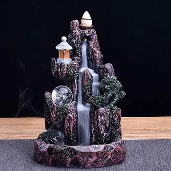 

LED Waterfall Backflow Incense Burner Glowing Ball And 20Pcs Incense Cones Home Incense Holder