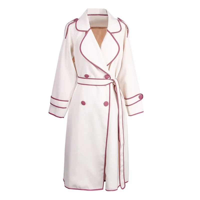 TVVOVVIN New Autumn Korea Style Full Sleeve Patchwork Turn-down Collar Single Breasted Pockets With Sashes Women Coat Fs195