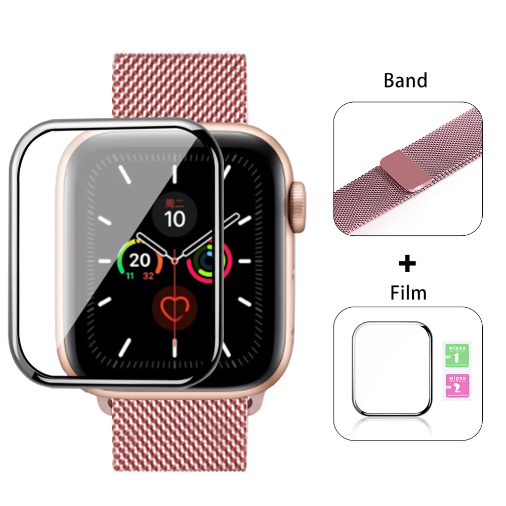 screen protector film milanese loop band for apple watch Strap bracelet iwatch series 5 4 3 4