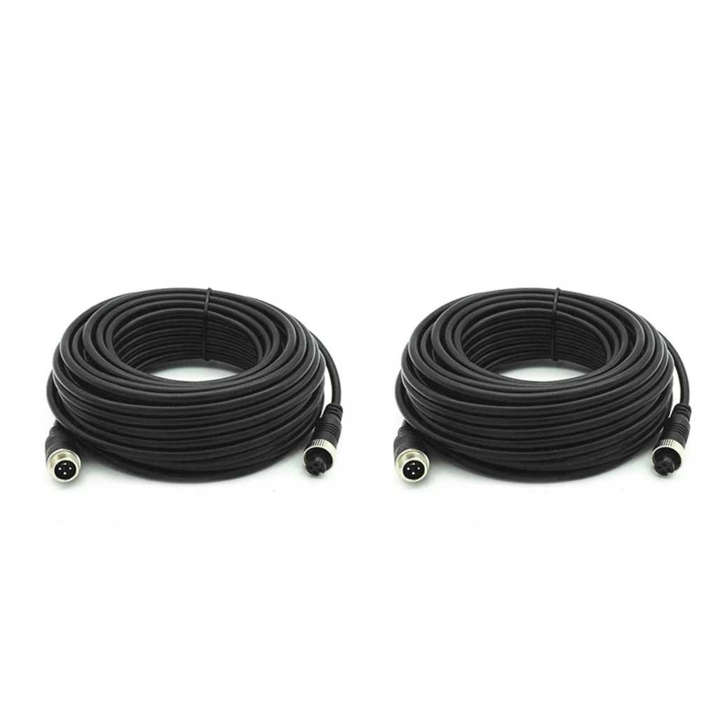 2Pcs 4Pin Video Extension Cable, Car Rear View Backup Camera Video Extension Cable (5 Meters & 10 Meters)