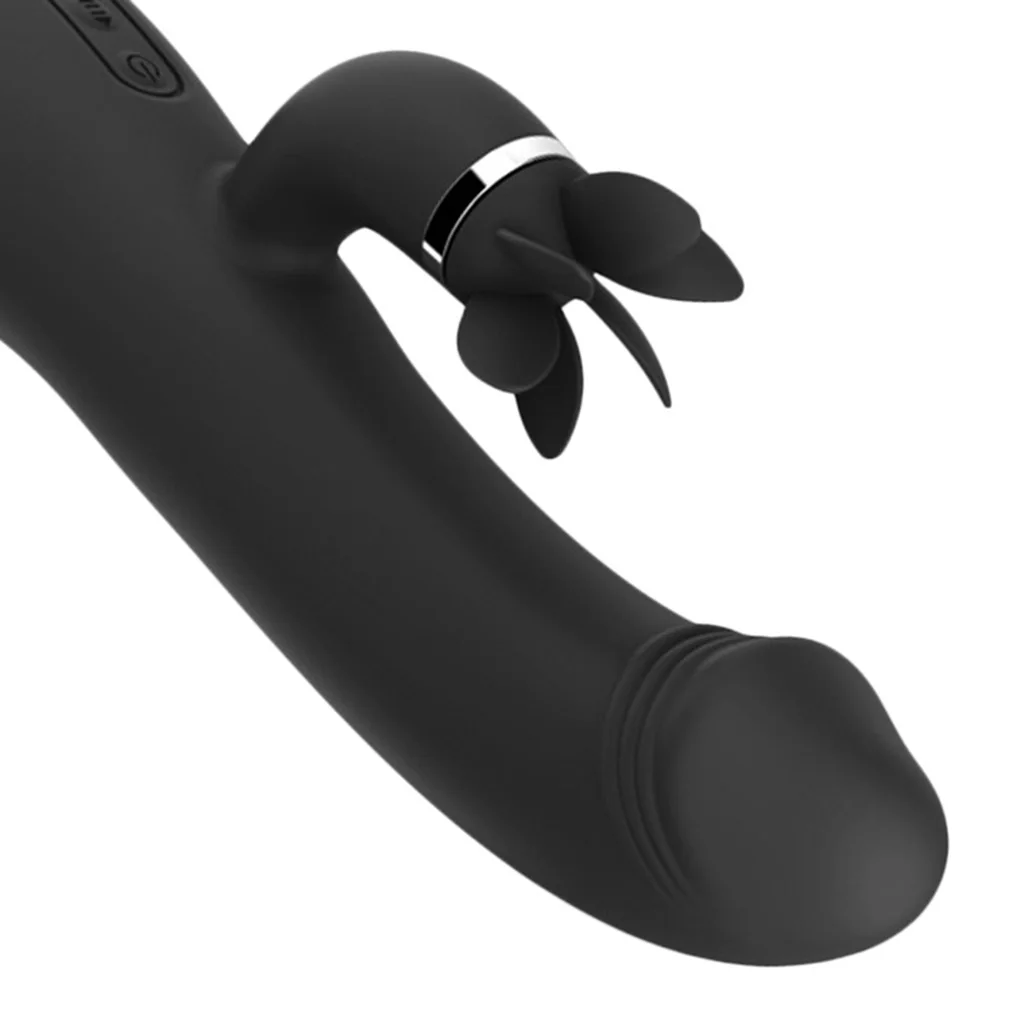Waterproof Smooth Simulation Penes Double Headed Rotating Vagina Clitoris Breast Nipples Vibrator Adult Toys Black 