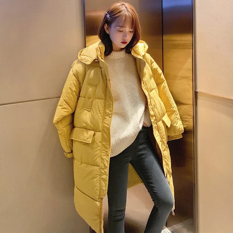 

2019 Winter New Style Korean-style College Style Hooded Thick down Coat Cotton-padded Clothes Mid-length Cotton Coat WOMEN'S Coa