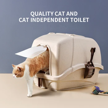 

Plastic Oversized Fully Enclosed Splash-proof Deodorant Cat Litter Box Pet Bedpan Cat Toilet Cat Box Cat Litter Box