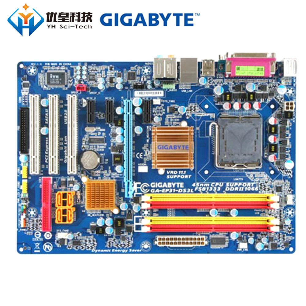 Оригинальная б/у настольная Материнская плата Gigabyte GA-EP31-DS3L P31 LGA 775 Core 2 Экстремальный/Core 2 Quad/Core 2 Duo DDR2 ATX