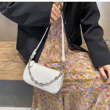 

Fashion Women Baguette Handbags Mini Shoulder Bags Vintage Ladies Messenger Bag Crocodile Pattern Female Armpit Bag Clutch Purse