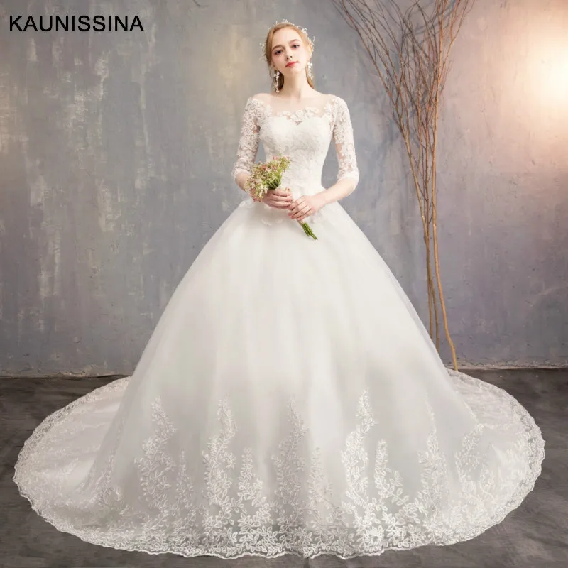 KAUNISSINA роскошное свадебное платье с длинным шлейфом милое белое сексуальное свадебное платье es свадебное платье Vestidos