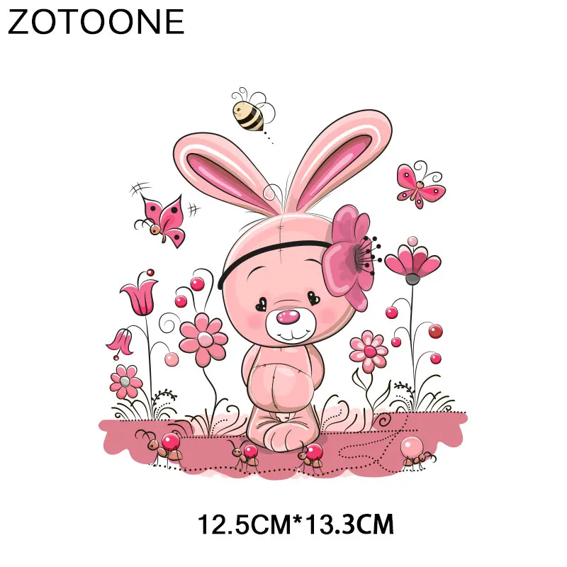 ZOTOONE милый кролик, медведь, сердце, нашивка, животное, наклейка, железная наклейка для одежды, футболки, аксессуары, аппликация, сделай сам, теплопередача G - Цвет: 1581