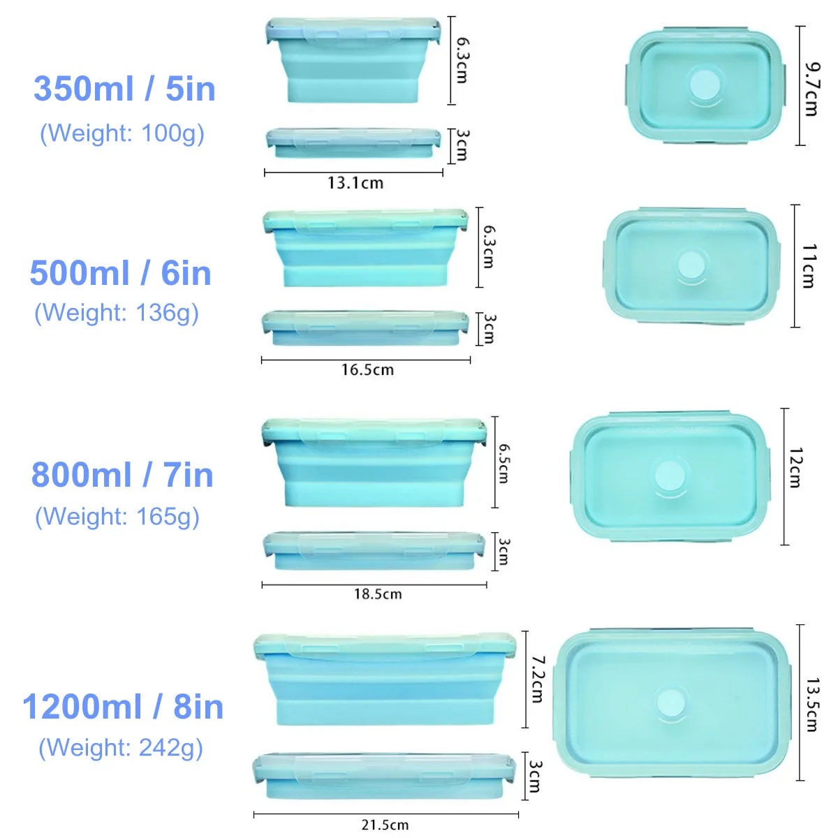 Силиконовый складной Ланч-бокс, контейнер для хранения еды, Bento, Microwavable, портативный, для пикника, кемпинга, на открытом воздухе, Ланч-бокс, 4 шт. в наборе