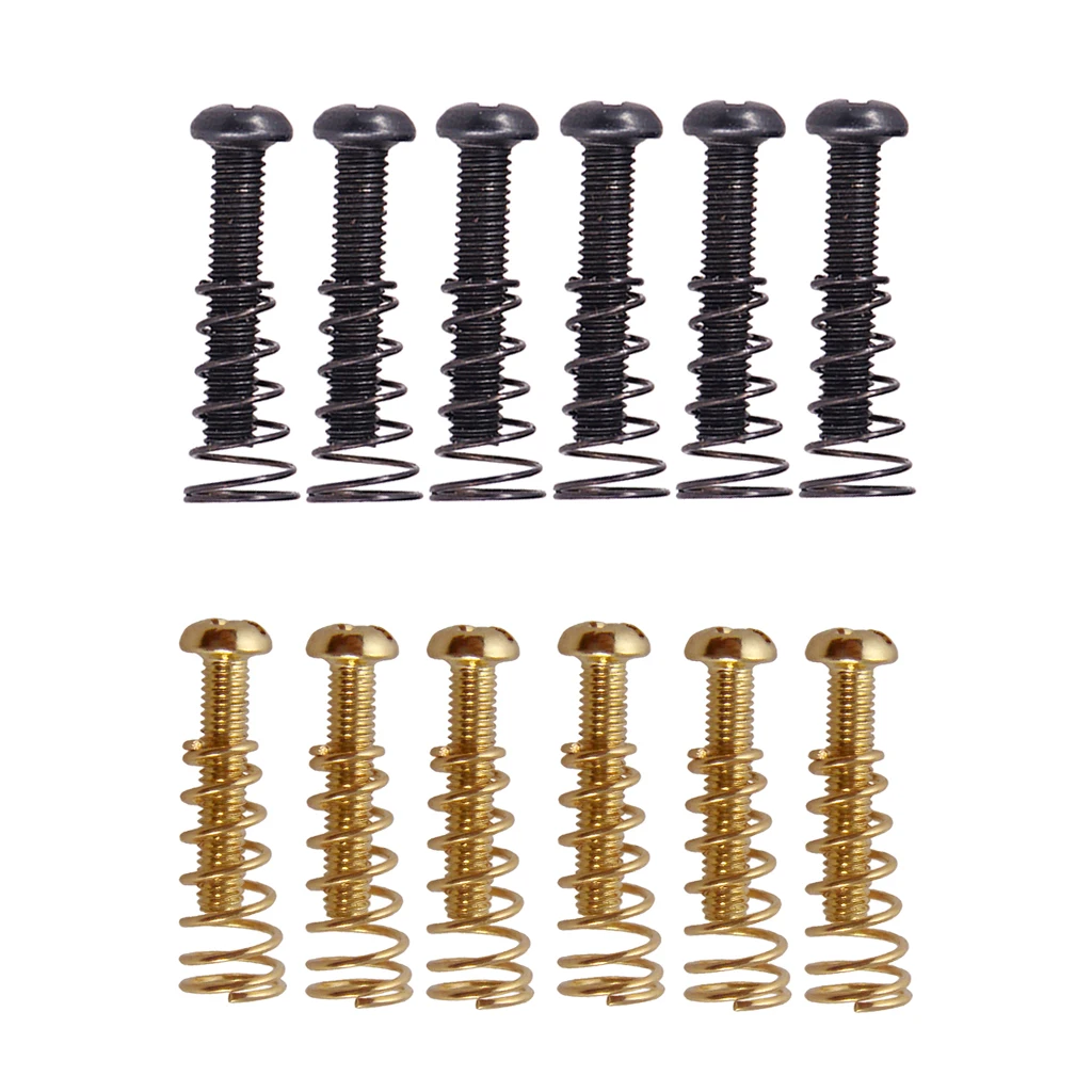 Pack Of 12 Iron Electric Guitar Bridge Mounting Fixing Screws+Springs