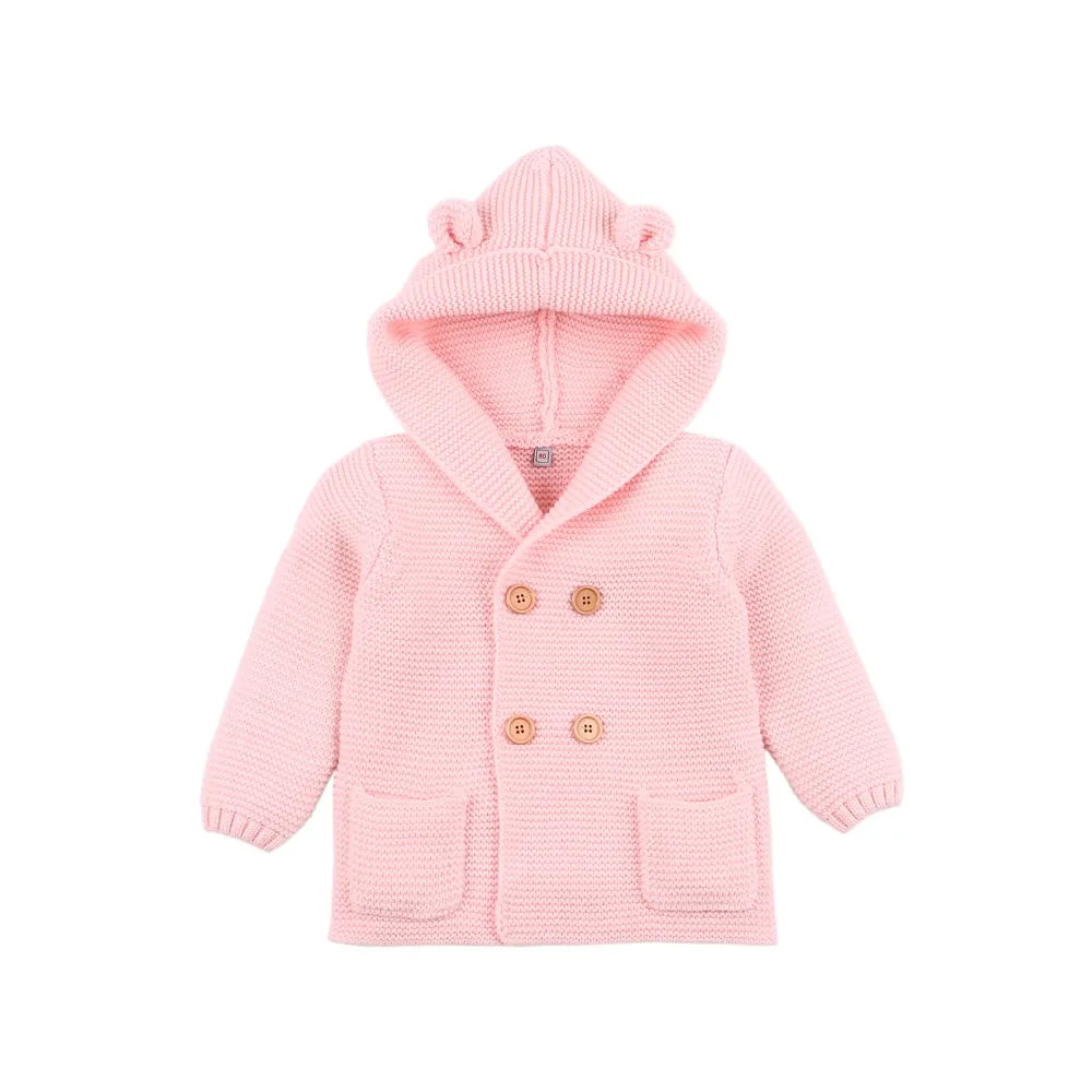 Winter Baby Boys Girls Knitted Cardigan Jackets Outfits Warm Autumn Infant Kids Sweaters Long Sleeve Hooded Coat Kids Clothing