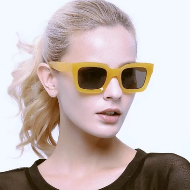 Роскошные Брендовые женские солнцезащитные очки oculos feminino квадратная оправа очки ретро заклепки Солнцезащитные очки женские Glasse UV400