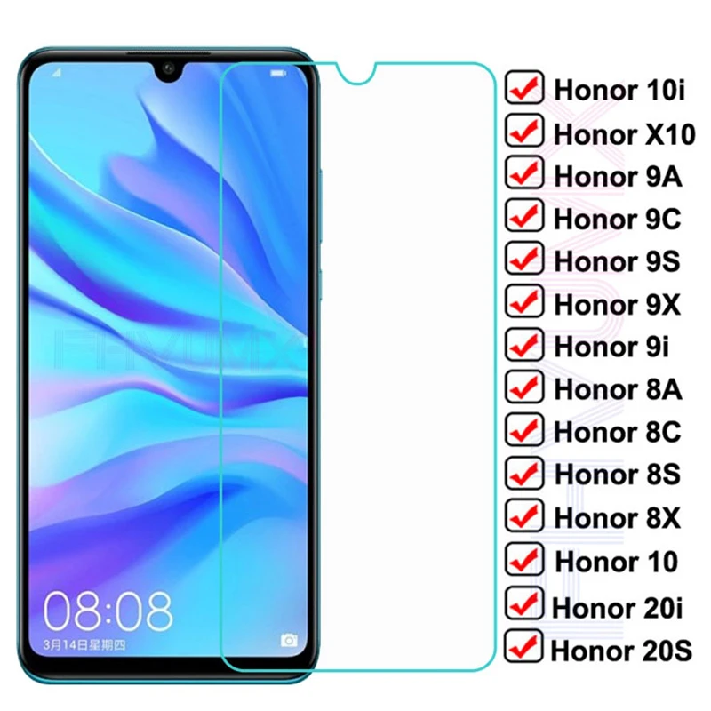 Full Cover Tempered Glass For Huawei honor 8A 8X 8S 8C 9A 9X 9C 9S Screen Protective Glass Honor 10 Lite 10i 9i 20i 20S X10 Film afbeelding