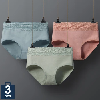 

Pantie women Mid waist Cotton panties plus size Hip raise briefs for women Breathabl Women's underwear packaging 2020 New