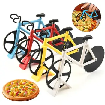 

Bike Shape Pizza Cutter Non-stick Two-wheel Pizza Cutting Knife With Holder Stainless Steel Pizza Tool Kitchen Supplies