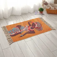 Ручной Тканый хлопковый льняной коврик для гостиной с кисточками прикроватный коврик геометрический Ретро богемный напольный коврик для спальни украшение дома