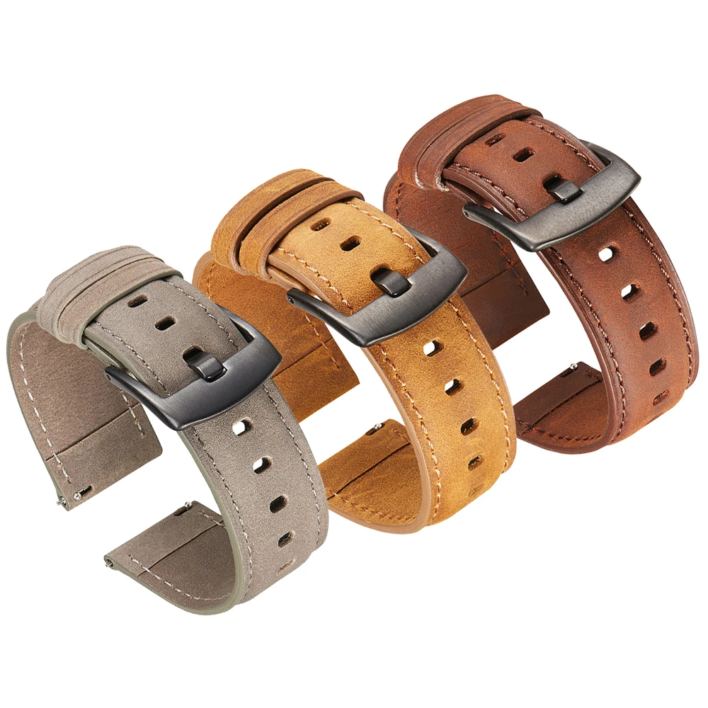 

Crazy Horse Leather Strap For Huami Amazfit GTR 2 2e Band Watchband For Amazfit GTS 2 mini/Bip lite/S/U Bracelet Accerssories