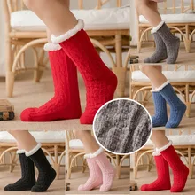 Носки женские Харадзюку зимние хлопковые плотные Нескользящие тапочки забавные skarpetki calcetines