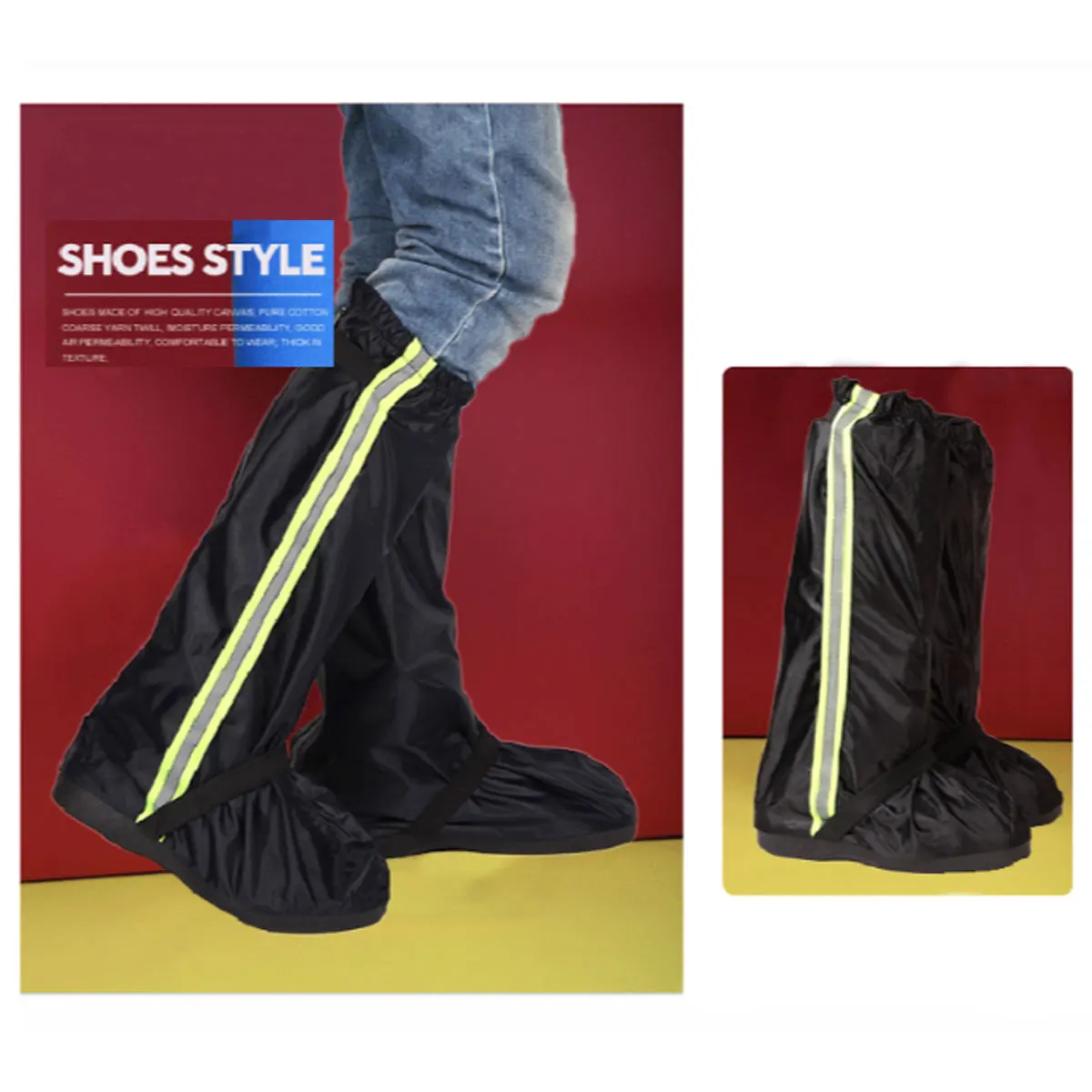 

1Pair Motorcycle Fluorescent Reflective Safety Rain Shoes Rainshoes Cover Boots Reusable Cover Waterproof NonSlip Riding Cycling