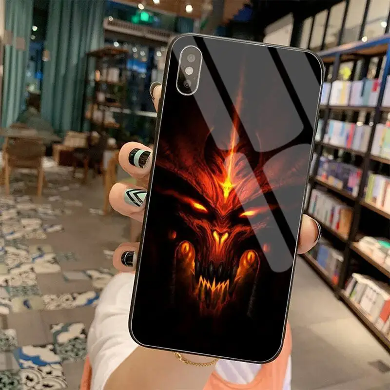 Quỷ Sa Tăng Đen Ốp Lưng Điện Thoại Kính Cường Lực Cho iPhone 11 Pro XR XS MAX 8X7 6S 6 Plus SE 2020 Ốp lưng 