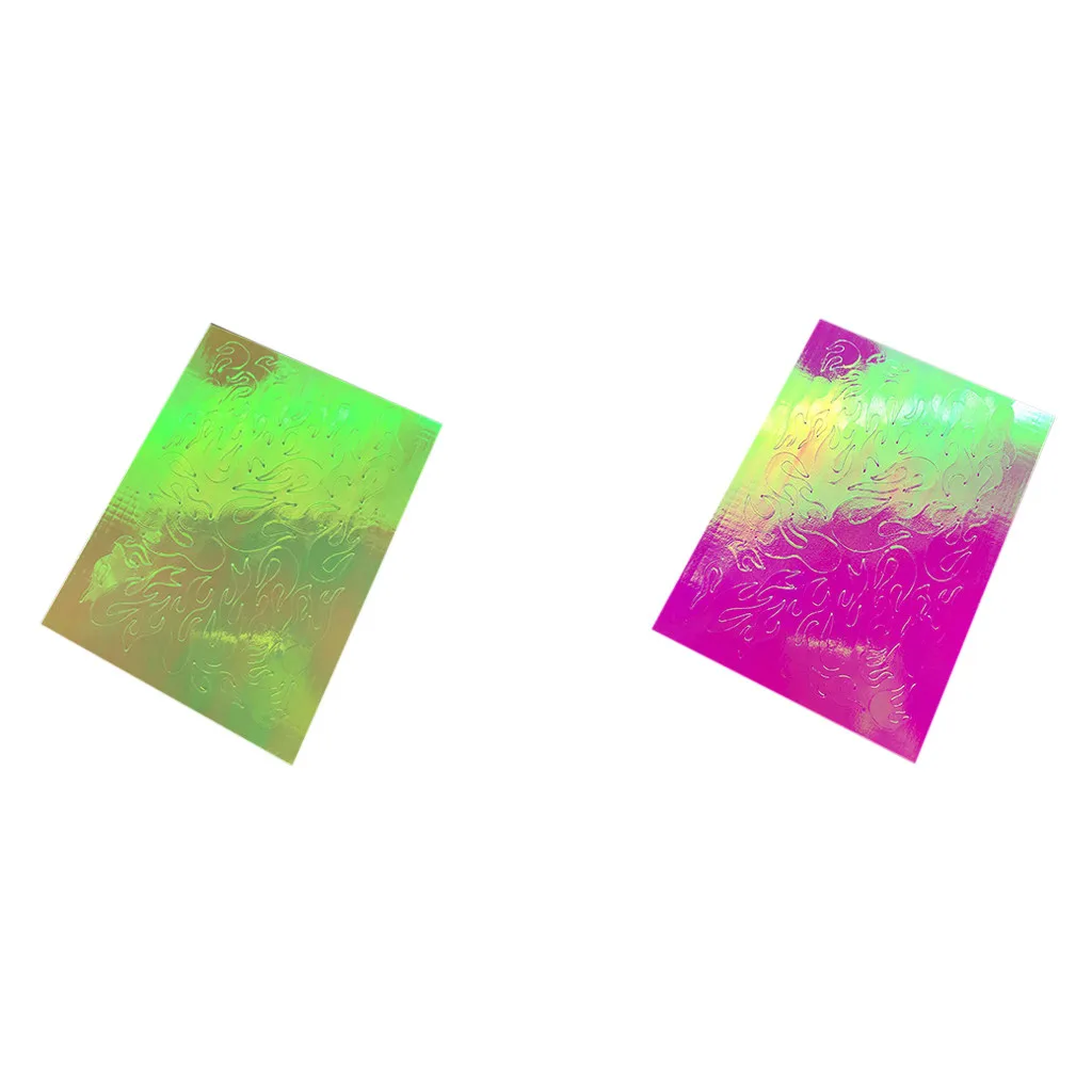 Holographic Nail 2 PCS Nail Art Stickers Flame Reflections Tape Adhesive Foils DIY Decoration Flame Dandelion Panda Manicure - Цвет: E