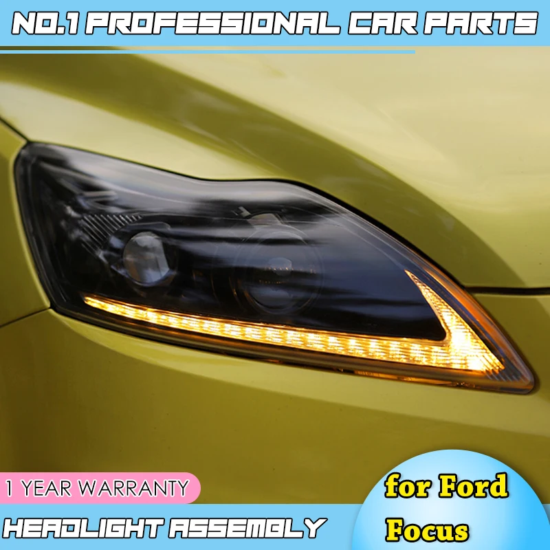 Для Ford Focus 2009-2013 фары ксеноновые HID комплект противотуманных фар Светодиодный дневной свет ts динамический сигнал поворота 2 шт. светодиодный фары
