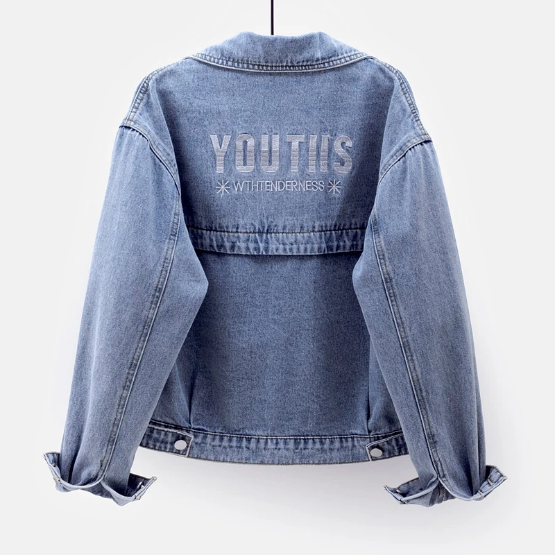 women's spring jackets 2021 Denim Jackets Casual Short solid casual blue Cowboy jackets autumn Hole loose jean coats female